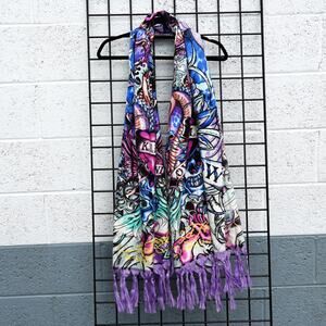 Ed Hardy Christian Audigier Love Kills Slowly Heart Skull Scarf Wrap Shawl Cloth